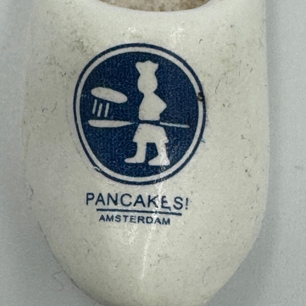 Pancakes Amsterdam Dutch Clog Keychain White‎ Wood Souvenir Netherlands Shoe